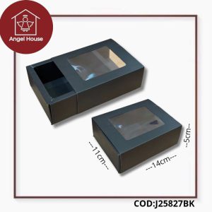 Cajas con visor negra lateral 14x10x5 cm