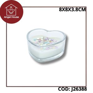 Vela de corazón con aroma y base de vidrio