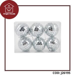 Bolas Navideñas Plateadas 6cm 6und