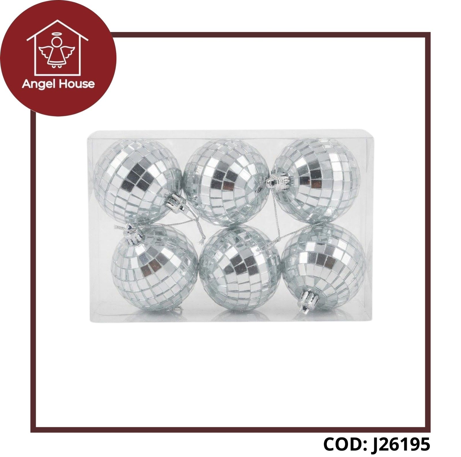 Bolas Navideñas Plateadas 6cm 6und