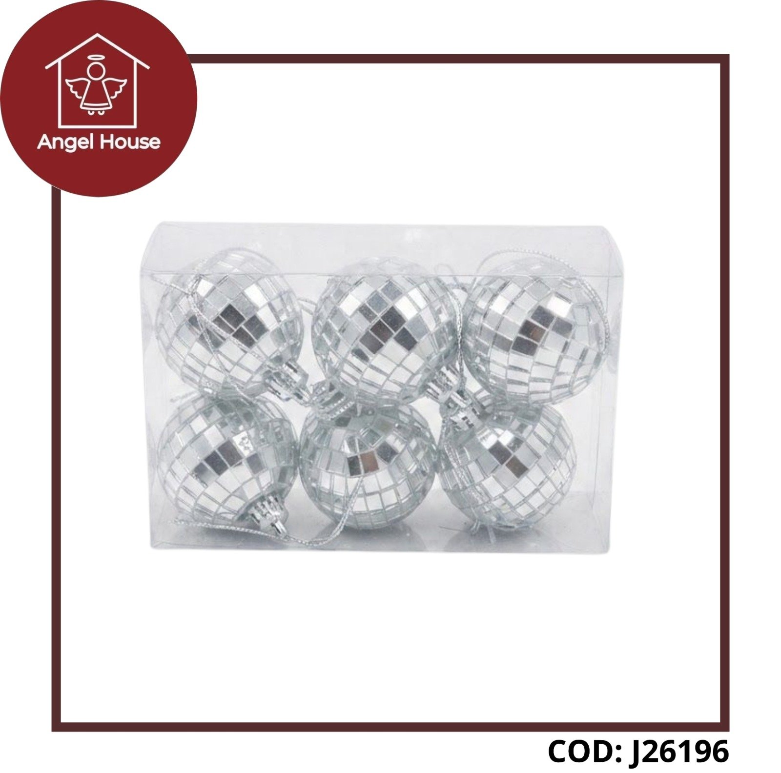 Bolas Navideñas Plateadas 4cm 6und