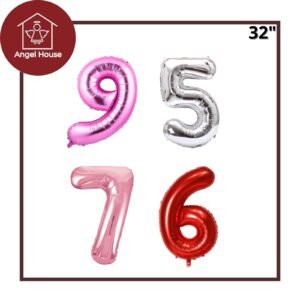 Globo de numero 32" (Plateado, Rojo, Rosa, Fucsia)