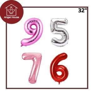 Globo de numero 32" (Plateado, Rojo, Rosa, Fucsia)