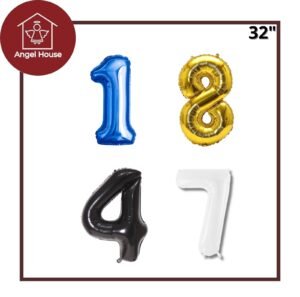 Globo de numero 32" (Negro, Blanco, Azul, Dorado)
