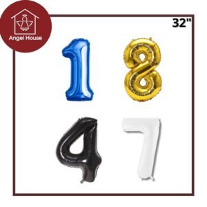 Globo de numero 32" (Negro, Blanco, Azul, Dorado)