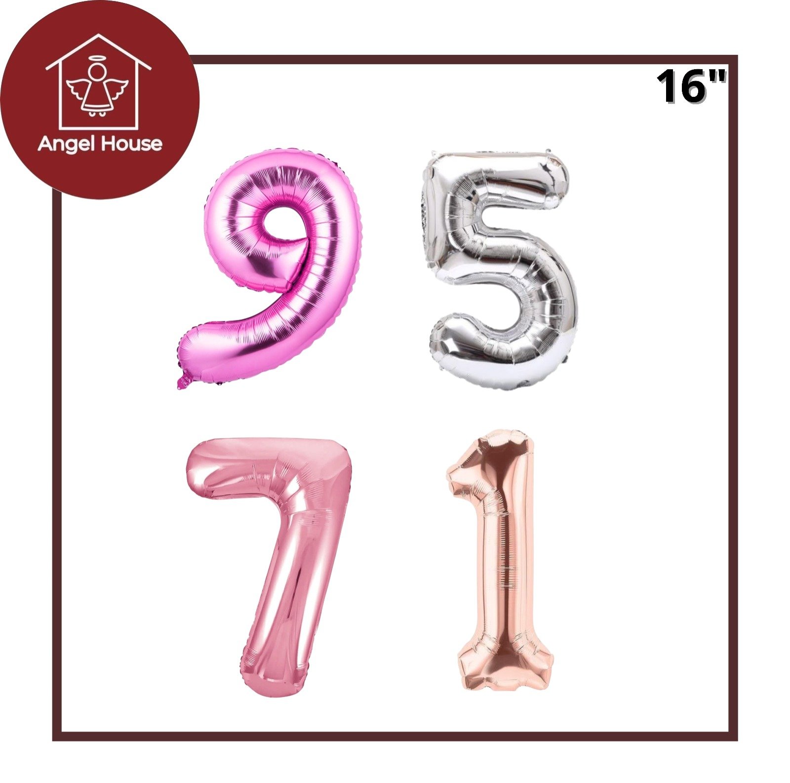 Globo de numero 16" (Plateado, Rose, Rosa, Fucsia)